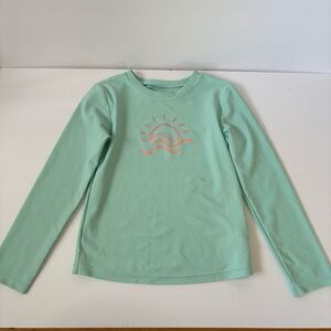 GAP Girls' Swim Rashguard Top Surf Spray S 6-7 Long Sleeve UPF50 Teal Printed